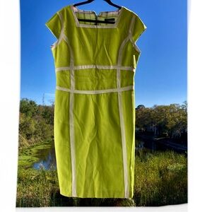 COLLECTION LONDON Dress Neon Green-Yellow Summer Party Vintage Retro SZ 16-18